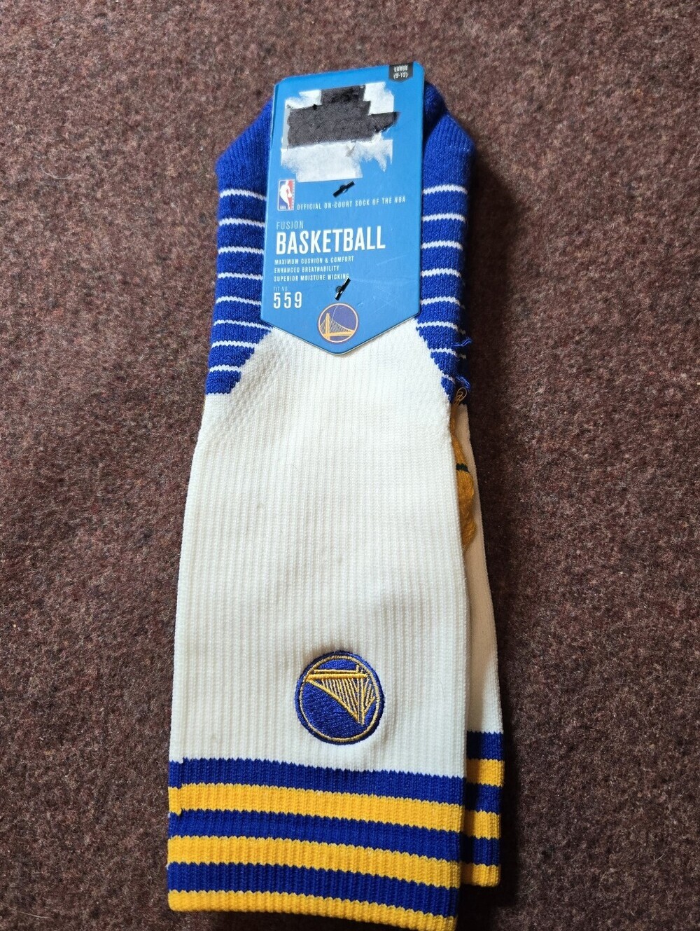 Golden State Warriors Socks Large Size 9-12 New Tagged Scratched Out Basketball